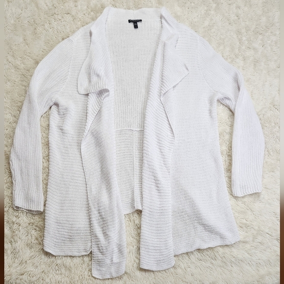 Eileen Fisher Woman Drape Front Organic Linen Cardigan White Size 1X - Picture 5 of 10
